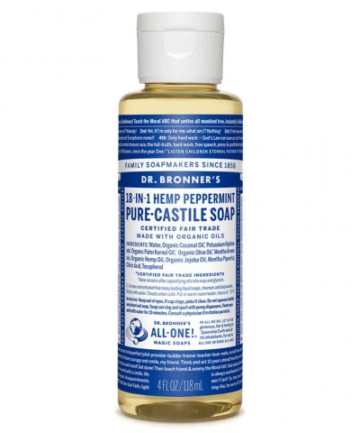 Dr Bronners 18-in-1 Pure Castile Soap - Peppermint - 237ml bottle