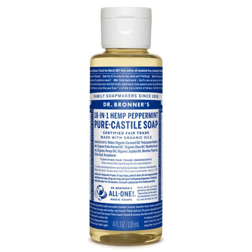 Dr Bronners 18-in-1 Pure Castile Soap - Peppermint - 237ml bottle