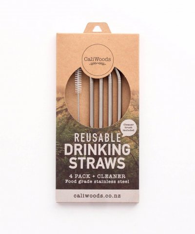 CALIWOODS REUSABLE DRINKING STRAWS – 4 PACK