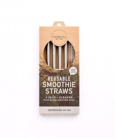 CALIWOODS REUSABLE SMOOTHIE STRAWS – 4 PACK