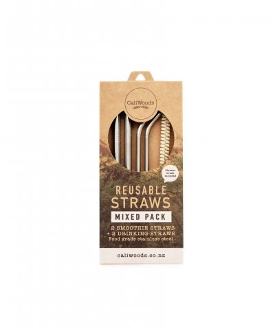 CALIWOODS REUSABLE STAINLESS STEEL STRAWS – MIXED PACK