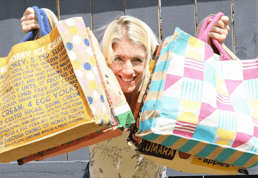 Juliet Dale from The Great Eco Journey with her reusable bags