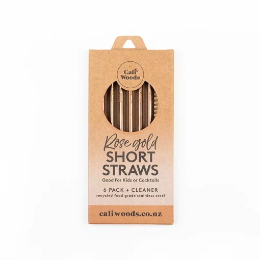 Caliwoods Reusable Rose Gold Cocktail and kids Short Straws